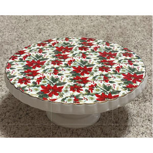 Grace’s Teaware Poinsettia Chintz Pedestal Cake Stand / Plate Christmas